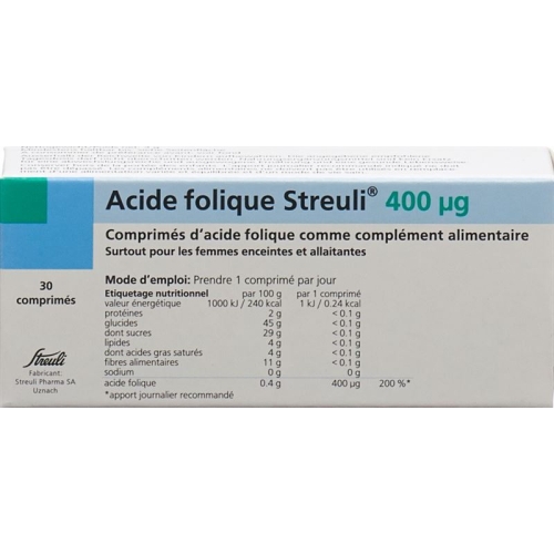 Folsäure Streuli Tabletten 400µg 30 Stück buy online