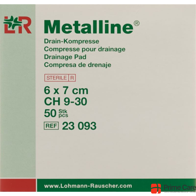 Metalline Drain Compresses 6x7cm sterile Btl 50 Stk