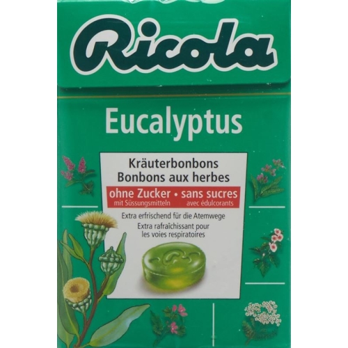 Ricola Eucalyptus Kräuterbonbons ohne Zucker Box 50g buy online