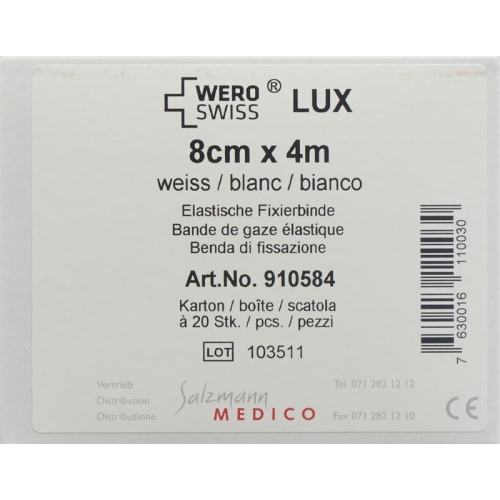 Wero Lux Elastische Fixierbinde 4mx8cm Weiss 20 Stück buy online