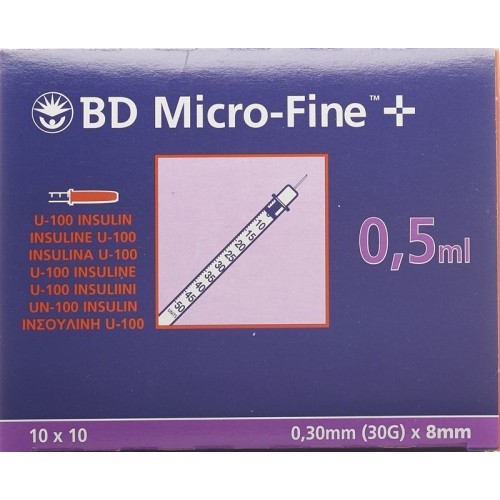 BD Microfine+ U100 Insulin Spritzen 0.30mm x 8mm 100x 0.5ml buy online