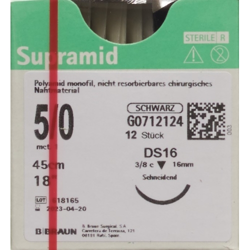 Supramid 45cm Dose 16 5-0 Schwarz 12 Stück buy online