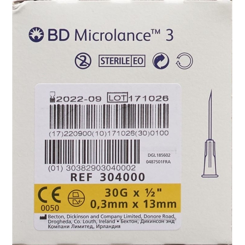 BD Microlance 3 Injektionskanülen 0.3mm x 13mm Gelb 100 Stück buy online