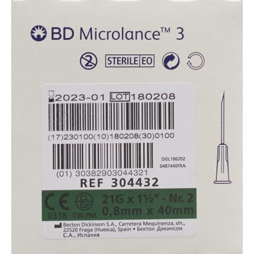 BD Microlance 3 Injektionskanüle 0.80x40mm Grün 100 X buy online