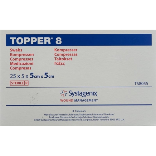 Topper 8 Einmal-Kompressen 5x5cm Steril 25 Beutel à 5 Stück buy online