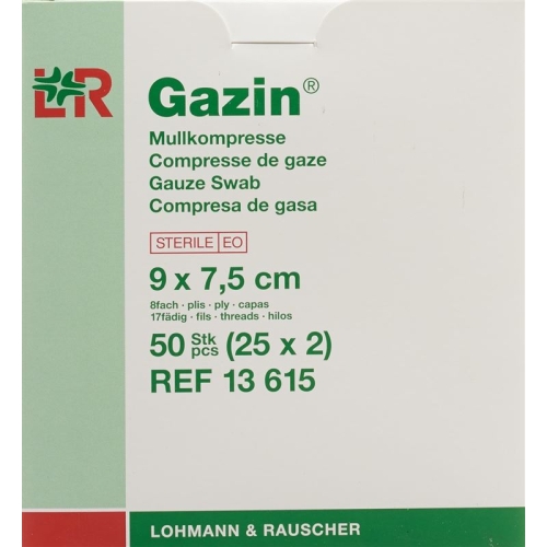 Flawa Gazin Set Mullkompressen 7.5x9cm 8-fach Steril 25x 2 Stück buy online