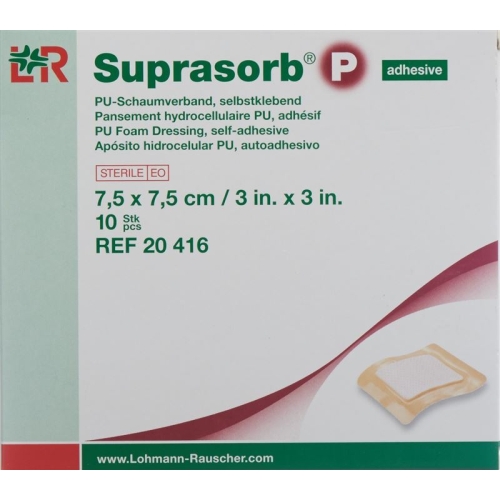 Suprasorb P Schaumverband 7.5x7.5cm Adhesiv 10 Stück buy online