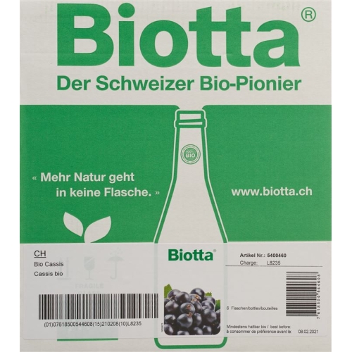 Biotta Bio Cassis 6 Flaschen 5dl buy online