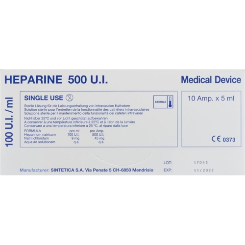 Heparin Sintetica Injektionslösung 100 E/ml 10 Ampullen 5ml buy online