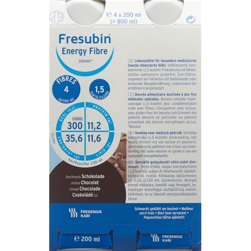 Fresubin Energy Fibre Drink Schokolade 4x 200ml buy online