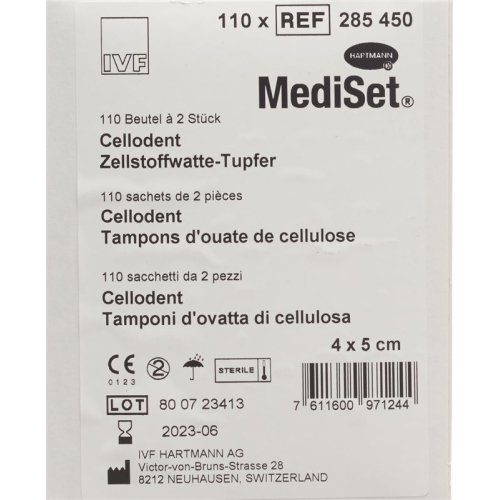 Mediset Cellodent Tupfer 4x5cm Steril 110 Beutel 2 Stück buy online