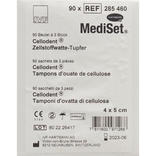 Mediset Cellodent Tupfer 4x5cm Steril 90 Beutel 3 Stück buy online