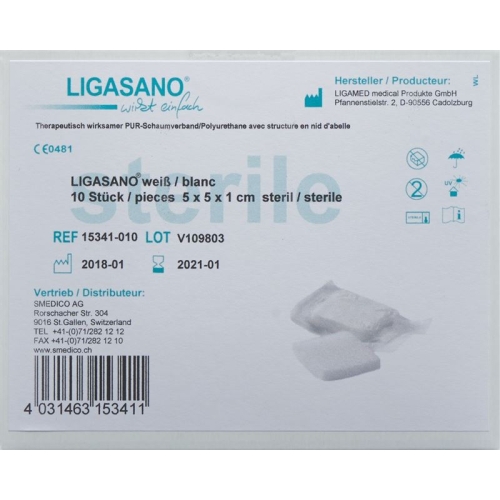 Ligasano Schaumstoff Kompressen 5x5x1cm Steril 10 Stück buy online