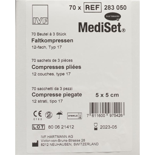 MediSet Faltkompressen Typ 17 12-fach 5x5cm 70x 3 Stück buy online