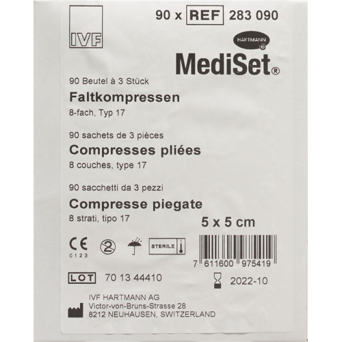 MediSet Faltkompressen Typ 17 8-fach 5x5cm 3 Stück buy online