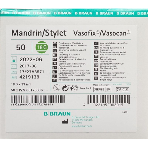 Vasofix Mandrin G18 33mm Grün 50 Stück buy online