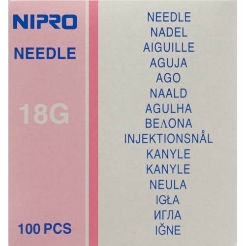 Nipro disposable needles 1.2x40mm 18Gx1 1/2 pink 100 pcs