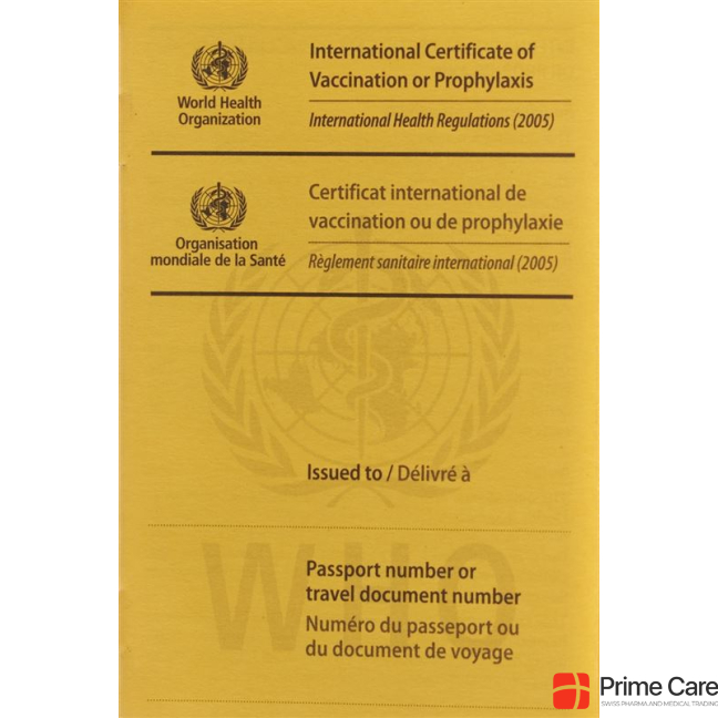 WHO Vaccination card international yellow