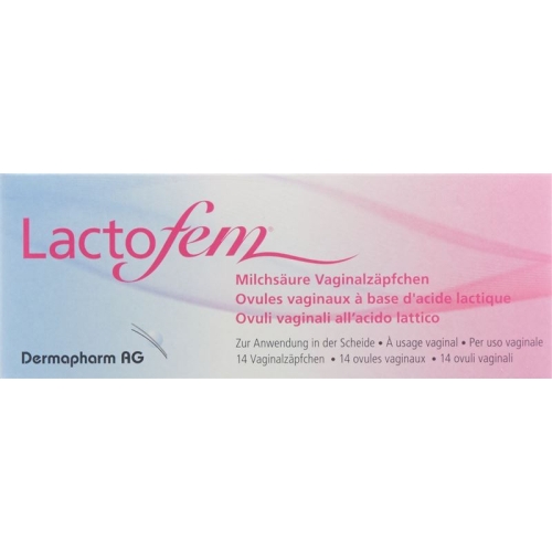 Lactofem lactic acid vaginal suppositories 14 pieces