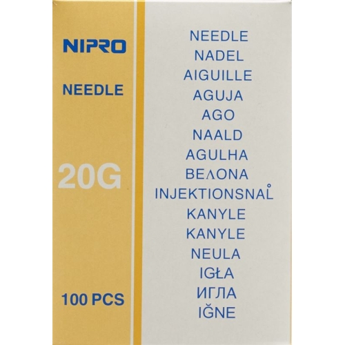 Nipro disposable needles 0.9x70mm 20Gx2 3/4 yellow 100 pcs