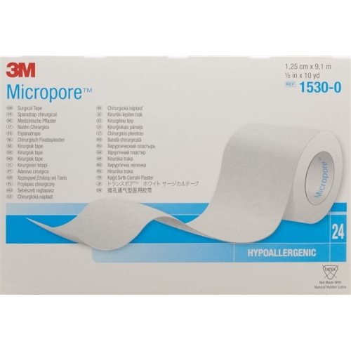 3M Micropore Vlies Heftpflaster ohne Dispenser 12mm x 9.14m weiss 24 Stück buy online