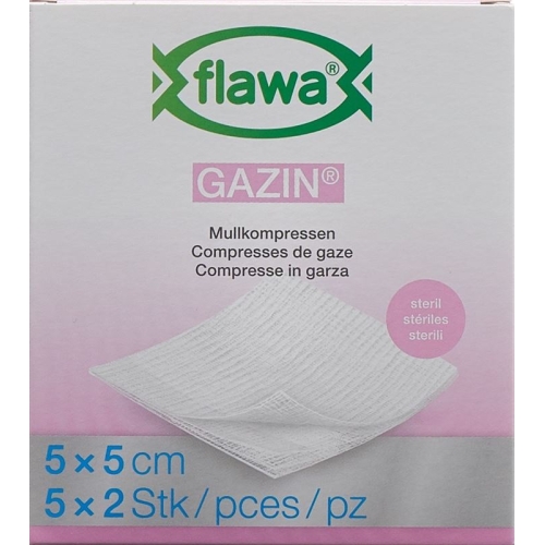 Flawa Gazin Mullkompressen Steril 5x5cm 5x 2 Stück buy online