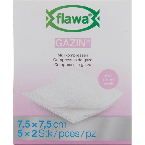 Flawa Gazin Mullkompressen Steril 7.5x7.5cm 5x 2 Stück buy online