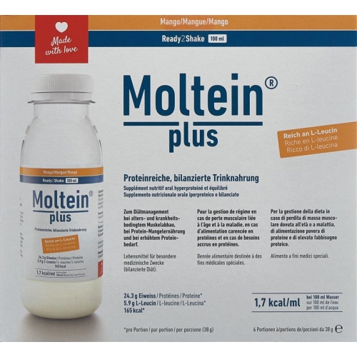 Moltein Plus Ready2Shake Mango 6 bottle 38g buy online