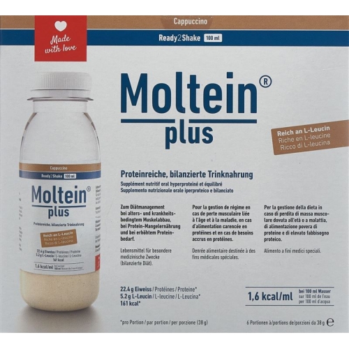 Moltein Plus Ready2Shake Cappuccino 6 bottle 38g buy online