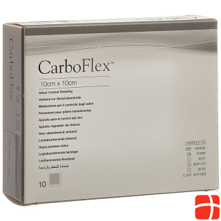 CARBOFLEX activated charcoal dressing 10x10cm sterile 10 pcs.