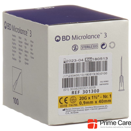 BD Microlance 3 Injection Cannula 0.90x40mm yellow 100 pcs.