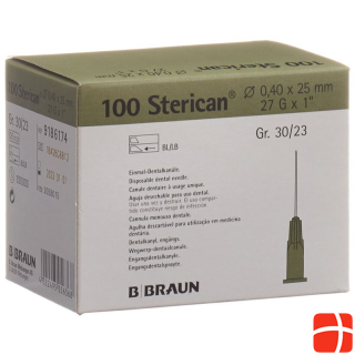 STERICAN Needle Dent 27G 0.4x25mm grey 100 pcs.