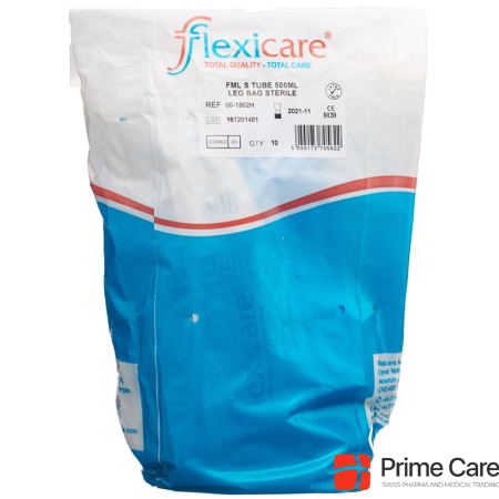 Flexicare urine bag 500ml 7cm drain backflow valve 10 pcs.