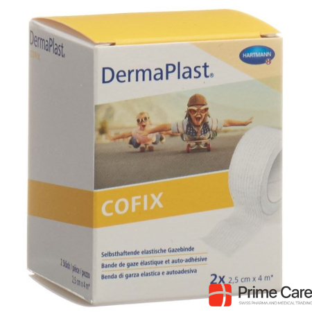 DERMAPLAST COFIX gauze bandage 2.5cmx4m white 2 pcs.