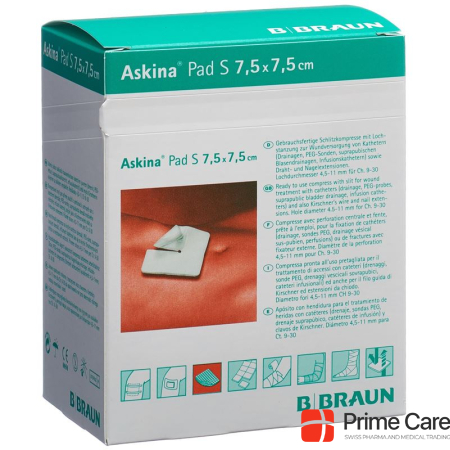 Askina Pad S slit compress 7.5cmx7.5cm sterile Btl 30 Stk