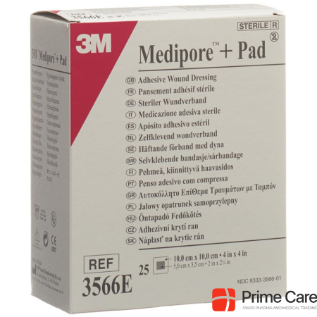 3M Medipore+Pad 10x10cm Wundkissen 5x5.5cm 25 Stk