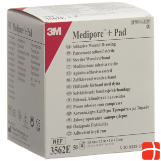 3M Medipore+Pad 5x7.2cm Wound Pad 2.8x3.8cm 50 pcs.
