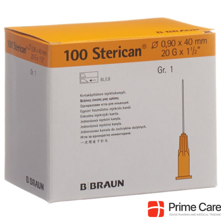 STERICAN Needle 20G 0.90x40mm yellow Luer 100 pcs.