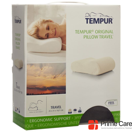 Tempur travel pillow 25x31x10cm cover velour gray
