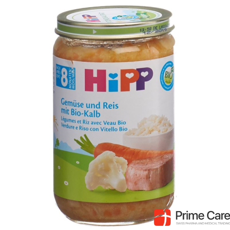 HIPP Овощи и рис с телятиной 8М Органик банка 220 г