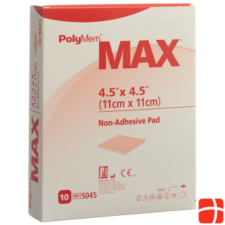 PolyMem MAX Superabsorbent 11x11 см, бесклеевой, стерильный, 10 шт.