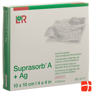 Suprasorb A +Ag Calcium Alginate Compresses 10x10cm sterile 10 pcs.