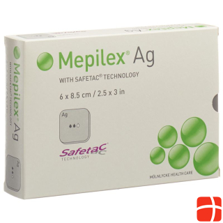Mepilex Ag foam dressing Safetac 6x8.5cm silicone 5 pcs.