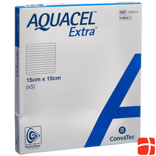 AQUACEL Extra Hydrofiber dressing 15x15cm 5 pcs.