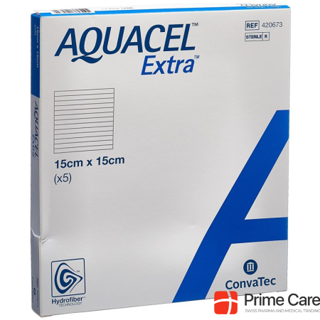 AQUACEL Extra Hydrofiber dressing 15x15cm 5 pcs.