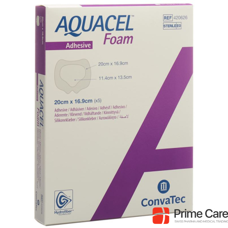 AQUACEL Foam adhesive dressing 20x16.9cm Sacral 5 pcs.