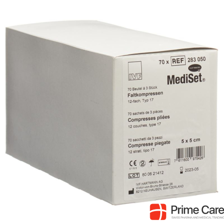 Mediset IVF folding compresses type 17 5x5cm 12 fold sterile 70 x 3 pcs