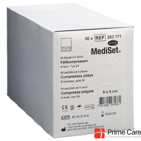 MediSet IVF folding compresses type 24 5x5 8 fold sterile 50 x 5 pcs.