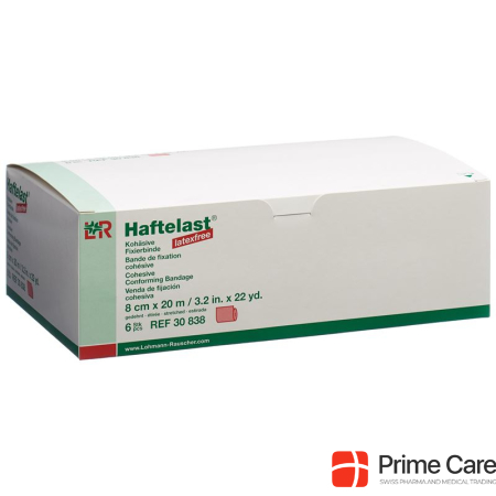 Haftelast latex free cohesive fixation bandage 8cmx20m red 6 pcs.