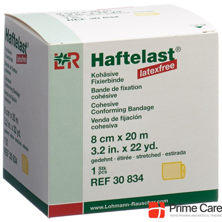 Haftelast latex free cohesive fixation bandage 8cmx20m yellow